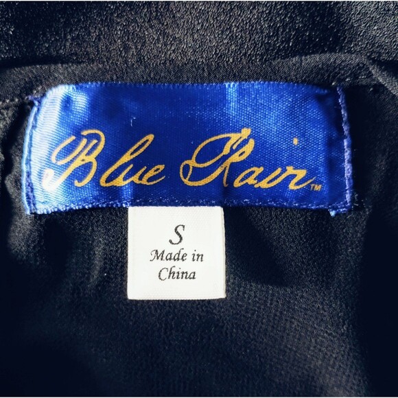 Blue Rain Top Women's S Off Shoulder Flutter Sleeve Netting Embroidery Baby Doll - Picture 11 of 12